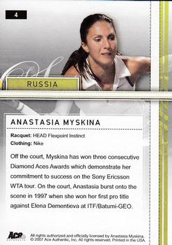 2007 Ace Authentic Straight Sets #4 Anastasia Myskina Back