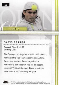 2007 Ace Authentic Straight Sets #10 David Ferrer Back