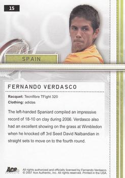 2007 Ace Authentic Straight Sets #15 Fernando Verdasco Back
