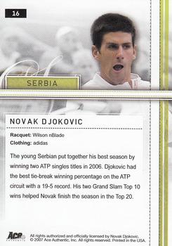 2007 Ace Authentic Straight Sets #16 Novak Djokovic Back