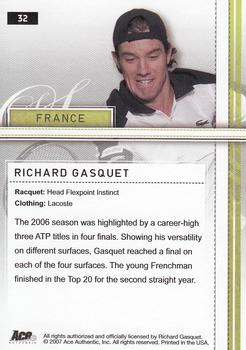 2007 Ace Authentic Straight Sets #32 Richard Gasquet Back