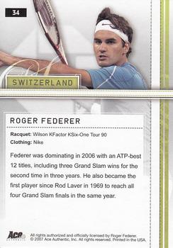 2007 Ace Authentic Straight Sets #34 Roger Federer Back