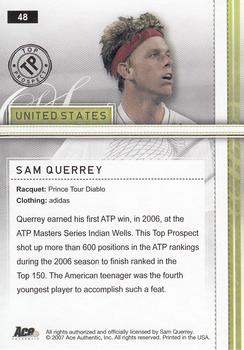 2007 Ace Authentic Straight Sets #48 Sam Querrey Back