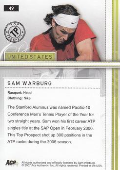 2007 Ace Authentic Straight Sets #49 Sam Warburg Back