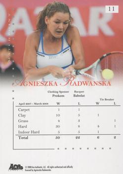 2008 Ace Authentic Match Point #11 Agnieszka Radwanska Back