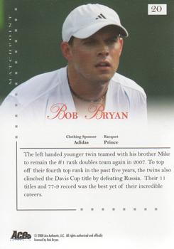 2008 Ace Authentic Match Point #20 Bob Bryan Back