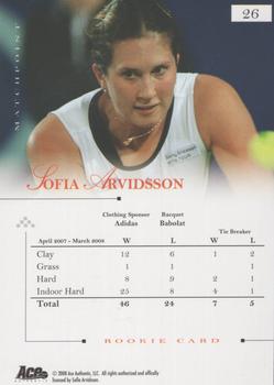 2008 Ace Authentic Match Point #26 Sofia Arvidsson Back