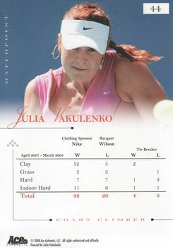 2008 Ace Authentic Match Point #44 Julia Vakulenko Back