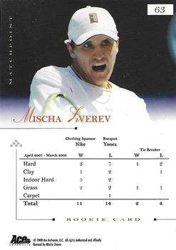 2008 Ace Authentic Match Point #63 Mischa Zverev Back