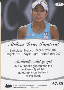 2010 Ace Authentic Aces #77 Melissa Torres Back
