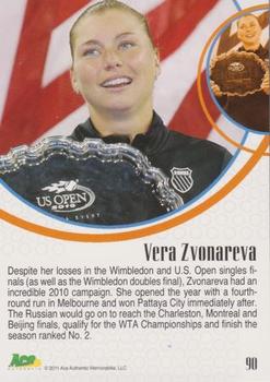 2011 Ace Authentic EX #90 Vera Zvonareva Back