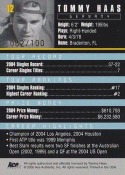 2005 Ace Authentic Debut Edition - Gold #12 Tommy Haas Back
