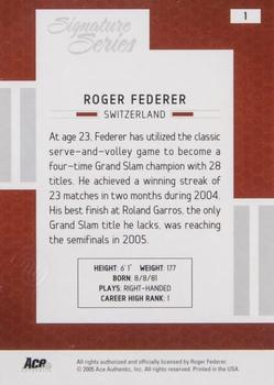 2005 Ace Authentic Signature Series - Autograph #1 Roger Federer Back