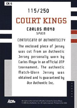 2005 Ace Authentic Signature Series - Court Kings Jersey #CK-5 Carlos Moya Back