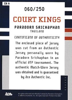 2005 Ace Authentic Signature Series - Court Kings Jersey #CK-9 Paradorn Srichaphan Back