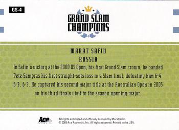 2005 Ace Authentic Signature Series - Grand Slam Champions #GS-4 Marat Safin Back