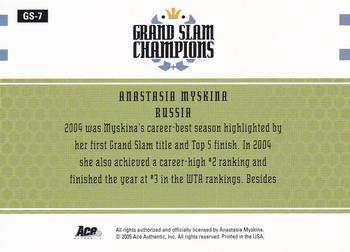 2005 Ace Authentic Signature Series - Grand Slam Champions #GS-7 Anastasia Myskina Back