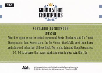 2005 Ace Authentic Signature Series - Grand Slam Champions #GS-9 Svetlana Kuznetsova Back