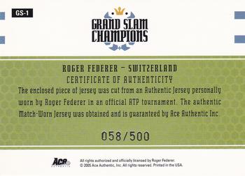 2005 Ace Authentic Signature Series - Grand Slam Champions Jersey #GS-1 Roger Federer Back