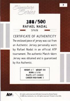 2005 Ace Authentic Signature Series - Jersey #7 Rafael Nadal Back