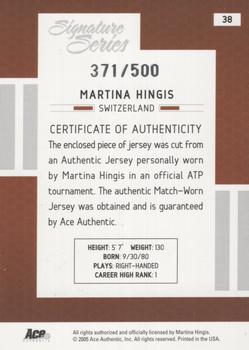 2005 Ace Authentic Signature Series - Jersey #38 Martina Hingis Back