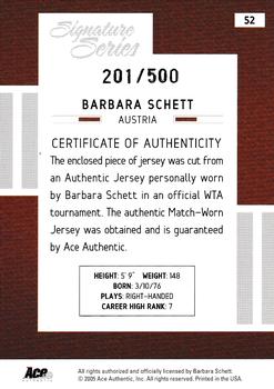 2005 Ace Authentic Signature Series - Jersey #52 Barbara Schett Back
