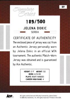 2005 Ace Authentic Signature Series - Jersey #89 Jelena Dokic Back