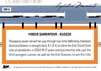 2005 Ace Authentic Signature Series - Signature Moments #SM-6 Maria Sharapova Back