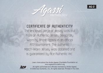 2006 Ace Authentic Grand Slam - Agassi Anthology Materials #AG-2 Andre Agassi Back