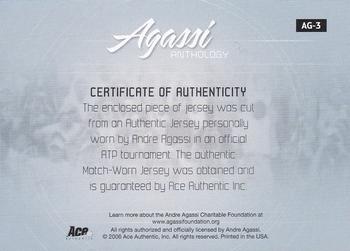 2006 Ace Authentic Grand Slam - Agassi Anthology Materials #AG-3 Andre Agassi Back