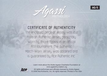 2006 Ace Authentic Grand Slam - Agassi Anthology Materials #AG-5 Andre Agassi Back