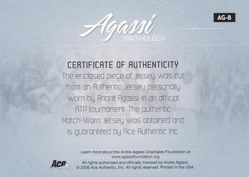 2006 Ace Authentic Grand Slam - Agassi Anthology Materials #AG-8 Andre Agassi Back