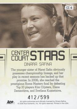 2006 Ace Authentic Grand Slam - Center Court Stars #CC-6 Dinara Safina Back