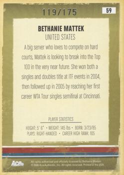 2006 Ace Authentic Heroes & Legends - Autograph #59 Bethanie Mattek Back