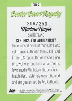2006 Ace Authentic Heroes & Legends - Center Court Royalty Ball-Towel #CCR-2 Martina Hingis Back
