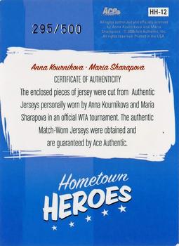 2006 Ace Authentic Heroes & Legends - Hometown Heroes Dual Jersey #HH-12 Anna Kournikova / Maria Sharapova Back