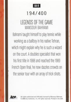 2006 Ace Authentic Heroes & Legends - Legends of the Game Autograph #LG-3 Mansour Bahrami Back