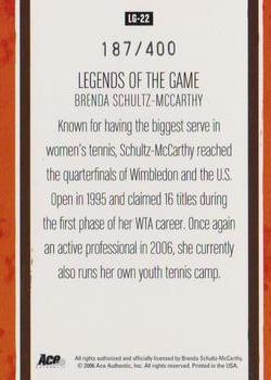 2006 Ace Authentic Heroes & Legends - Legends of the Game Autograph #LG-22 Brenda Schultz-McCarthy Back