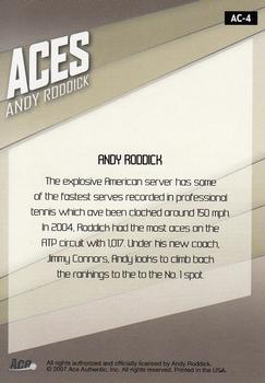 2007 Ace Authentic Straight Sets - Aces #AC-4 Andy Roddick Back