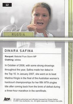2007 Ace Authentic Straight Sets - Bronze #12 Dinara Safina Back