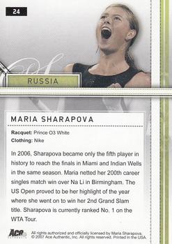 2007 Ace Authentic Straight Sets - Bronze #24 Maria Sharapova Back