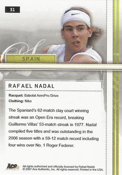 2007 Ace Authentic Straight Sets - Bronze #31 Rafael Nadal Back