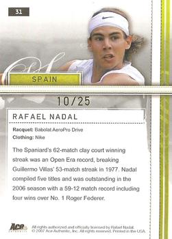 2007 Ace Authentic Straight Sets - Gold #31 Rafael Nadal Back