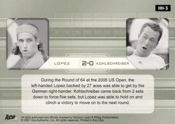 2007 Ace Authentic Straight Sets - Head to Head #HH-3 Feliciano Lopez / Philipp Kohlschreiber Back