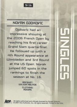 2007 Ace Authentic Straight Sets - Singles #SI-16 Novak Djokovic Back