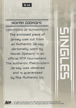 2007 Ace Authentic Straight Sets - Singles Materials #SI16 Novak Djokovic Back