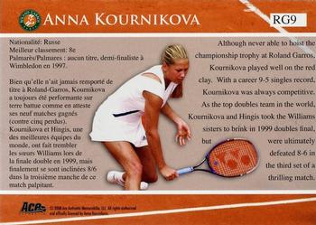 2008 Ace Authentic Match Point - French Open Foil #RG9 Anna Kournikova Back