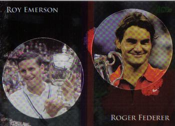 2011 Ace Authentic Match Point 2 - Dual Pogs #DP11 Roy Emerson / Roger Federer Front