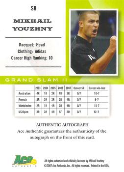 2008 Ace Authentic Grand Slam - Stars Autographs Silver #S8 Mikhail Youzhny Back