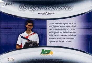 2008 Ace Authentic Grand Slam - U.S. Open Memories Autographed Jerseys Gold #USOM17 Novak Djokovic Back